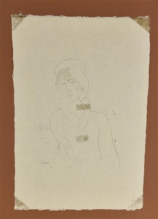 Amedeo Modigliani RITRATTO DI JEANNE HEBUTERNE litografia su carta di riso...