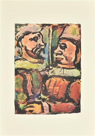 Georges Rouault LES DEUX TETUS litografia su carta (d'apres), cm 48x33,5...