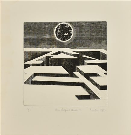 Cesare Paolantonio ULTIMO SOLE SPENTO E LABIRINTO 3 acquaforte-acquatinta, mm...