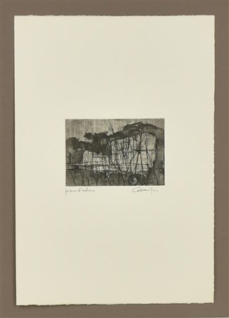 Giancarlo Cazzaniga SENZA TITOLO acquaforte acquatinta, mm 118x175, su foglio...