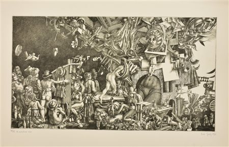 Rudi Gorog IL MONASTERO NERO incisione su carta, battuta cm 44x79,5, su...