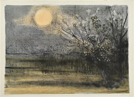 Ignoto PAESAGGIO litografia su carta, cm 50x70, es. 53/125 firma