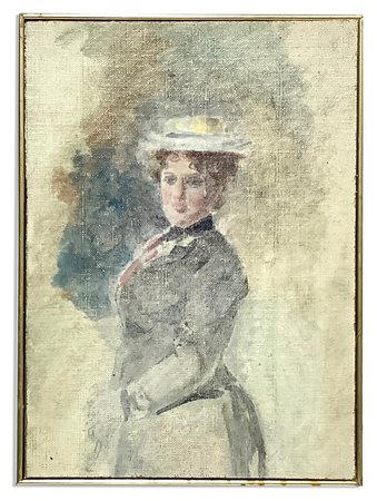 Donna con cappello, Late nineteenth century  20X14 cm , in c