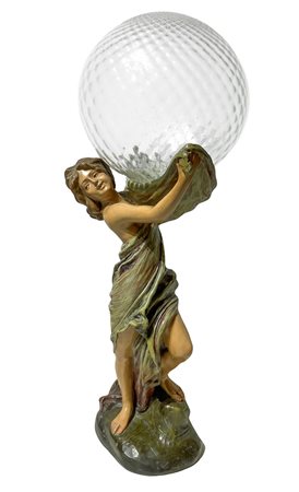 Lume Liberty raffigurante donna in cotto policromo con bocci