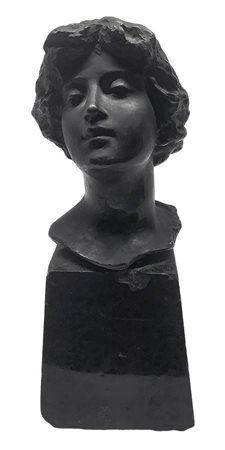 Bronzo a cera persa di testa di giovane donna  H cm 9,5 con 