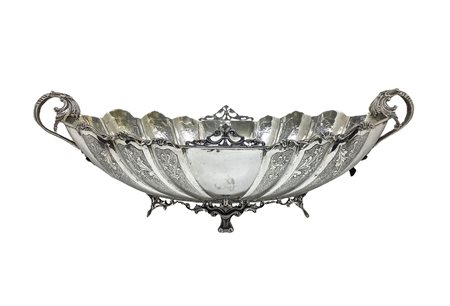 Ciatta in argento  gr 1136, h 17 cm, larghezza 46 cm, profon