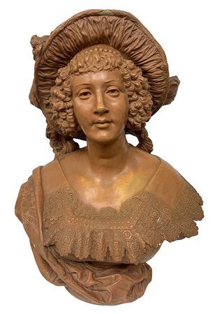 Mezzobusto di donna  H cm 60x45 Terracotta Di Jean Rordorf. 