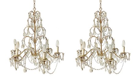 Coppia di lampadari a sei luci  H cm 75 x (larghezza) 65 Str