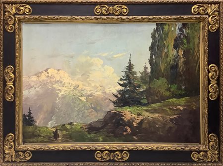 Paesaggio montano  70x104 cm, in cornice 90x126 cm Dipinto a