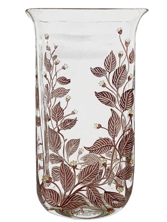 Vaso in vetro di murano  h 32 cm, b 14x8 cm Firmato Ghisetti