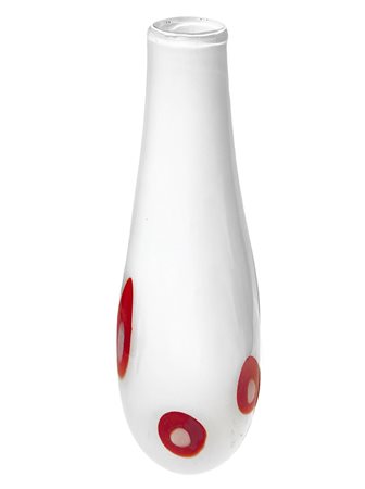 Vaso in vetro di Murano  H 49 cm Colore bianco lattimo e dec