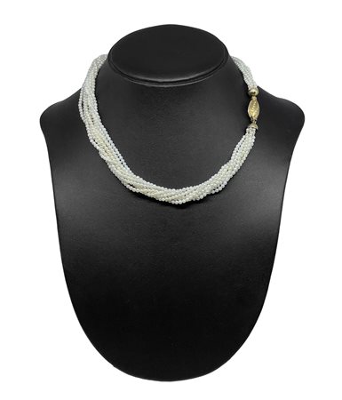 Collana con perline e susta in oro  49,2 gr, 22 cm Torchion 