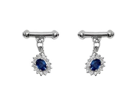 Polsini da donna in oro bianco con zaffiri centrali contorna