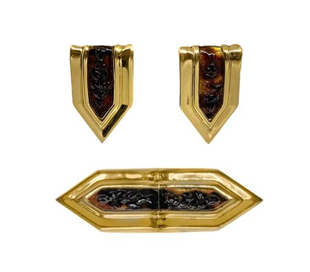 Spilla e orecchini stile Andrè Courrèges, 1960s / 1970s  Lun