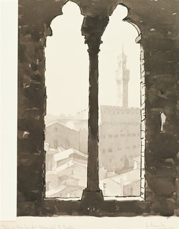 Beppe Bianchi Palazzo Vecchio dal campanile di Badia, anni '50 Tecnica mista...