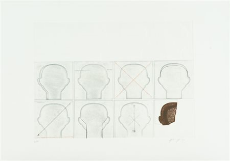 Angelo Cagnone 12 teste, 1975 Acquaforte di cm. 34x46 su carta di cm. 50x70,...
