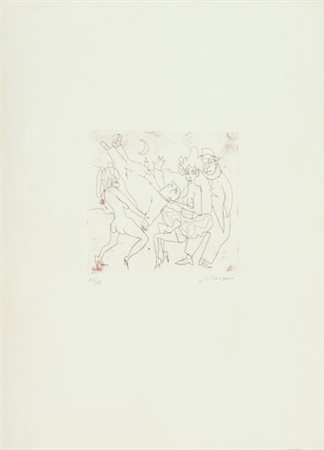 Mino Maccari Senza titolo Acquaforte di cm. 15x16, su carta di cm. 50x35, es....