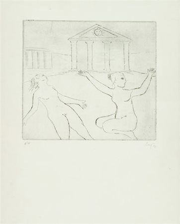 Enrico Baj Senza titolo, 1953 Acquaforte di cm. 22x25, su carta di cm. 45x35,...