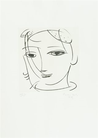 Primo Conti Volto, 1979 Litografia su carta, cm. 70x50, es. XVII/L Firma e...