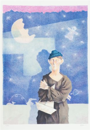 Giampaolo Talani Figura Litografia su cartoncino, cm. 68,5x48,3, es. 59/120...