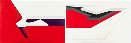 Paolo Galletti Lotto unico di due Opere - "Senza titolo", 1973, Tecnica mista...