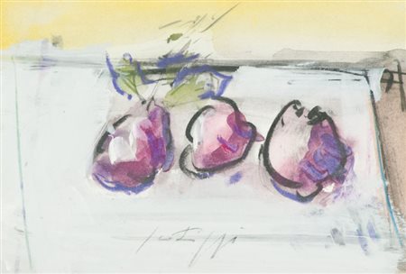 Sergio Scatizzi Frutta Tempera su carta, cm. 24x34 Firmato in basso al centro.