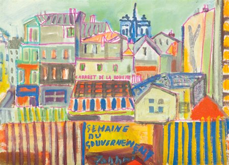 Alfredo Fabbri Parigi, 1981 Olio su cartone telato, cm. 29x40 Firmato in...