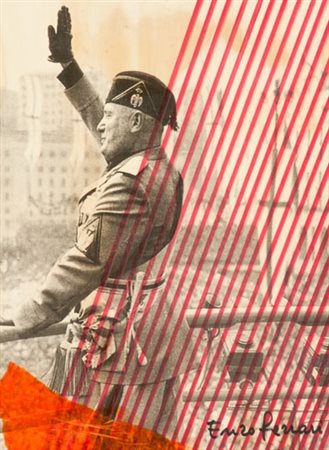 Enzo Ferrari Il Duce Tecnica mista su tavola, cm. 40x30 Firmato in basso a...