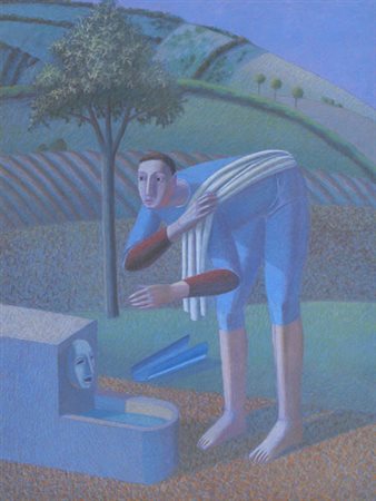 Rodolfo Meli Figura, 1987 Tempera e pastello su cartoncino, cm. 80x60 Firma e...