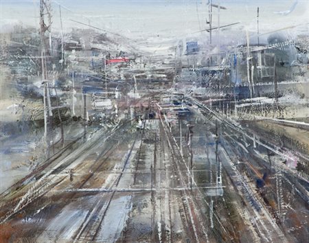 Riccardo Luchini Verso la città Olio su cartone, cm. 40,5x50,5 Sul verso:...