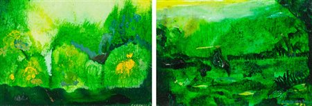 Robert Carroll Lotto unico di due Opere - "Forest birth", Tecnica mista su...