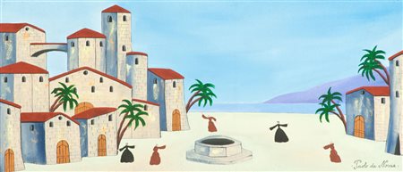 Paolo Da Norcia Marina Tecnica mista su tavola,cm. 35x80 Firmato in basso a...