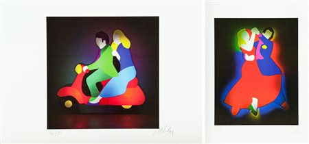 Marco Lodola Lotto unico di due Opere "Vespa", Litografia su carta, cm....