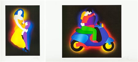 Marco Lodola Lotto unico di due Opere - "Pin up", Litografia su carta, cm....