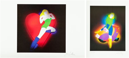 Marco Lodola Lotto unico di due Opere - "Pin up", Litografia su carta, cm....
