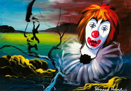 Romano Mussolini Pagliaccio Olio su tela, cm. 50x70 Firmato in basso a...