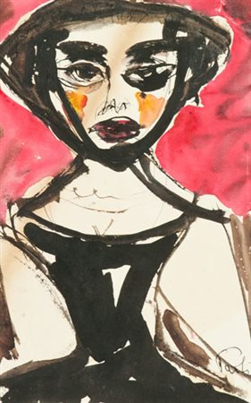 Bruno Paoli Figura Tecnica mista su carta, cm. 25x16 Firmato in basso a destra.