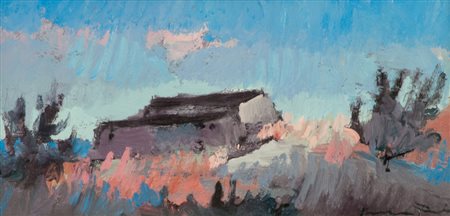 Voltolino Fontani Paesaggio Olio su tavola, cm. 15x30 Firmato in basso a destra.