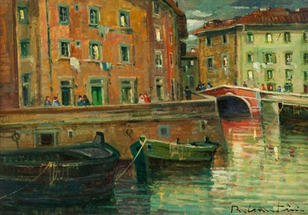 Renzo Martini Notturno, 1982 Olio su faesite, cm. 50x70 Firmato in basso a...