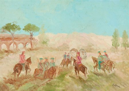 Guido Guidi Soldati Olio su tavola, cm. 50x70 Firmato in basso a destra.
