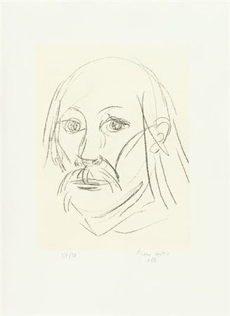 Primo Conti Volto, 1988 Litografia su carta, cm. 66,5x48,5, es. 27/58 Firma e...