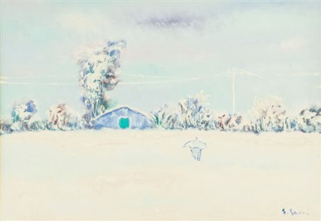 Giuseppe Succi Paesaggio con figura Olio su tela, cm. 50x70 Firmato in basso...