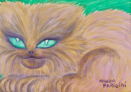 Novella Parigini Gatto Olio su tela, cm. 50x70 Firmato in basso a destra; Sul...