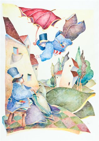 Francesco Nesi Annuncio di un'amicizia, 1997 Acquerello su carta, cm. 105x75...