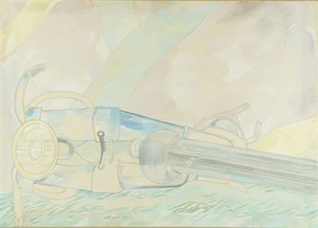 Umberto Buscioni Moto e bandiere, 1968 Olio su tela, cm. 93x130 Sul verso:...