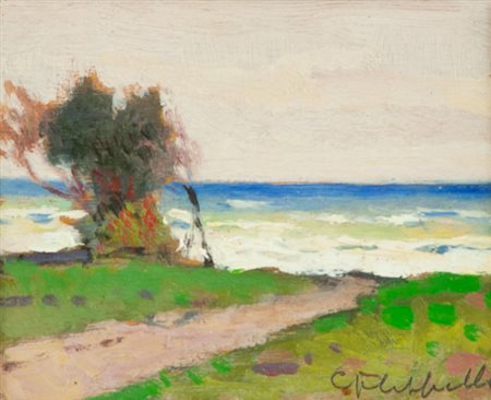 Cafiero Filippelli Marina Olio su tavola, cm. 7,5x9 Firmato in basso a destra.