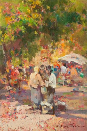 Giulio Da Vicchio Angolo di mercato tra gli alberi, Vicchio di Mugello, anni...