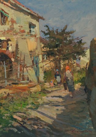 Masaniello Luschi Vicolo Olio su tela, cm. 70x50 Firmato in basso a destra....