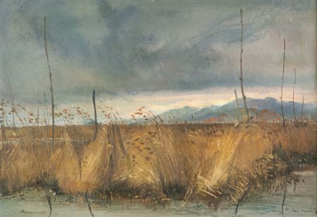 Luigi Falai Massaciuccoli, 1977 Olio su tavola, cm 39x56 Firma e data in...