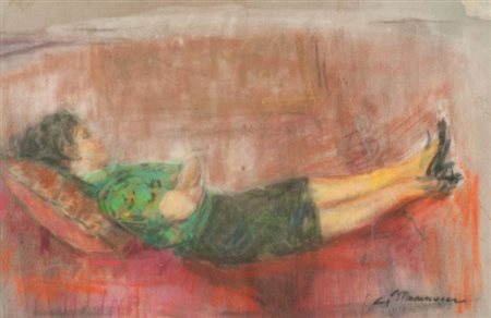 Cipriano Mannucci Figura sdraiata Tecnica mista su cartoncino, cm. 30x46,5....